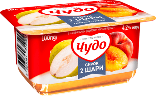 Сирок збитий ЧУДО персик-груша 4,2%, 100г